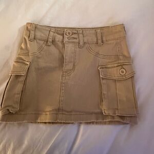 Tan Cargo Midi Skirt